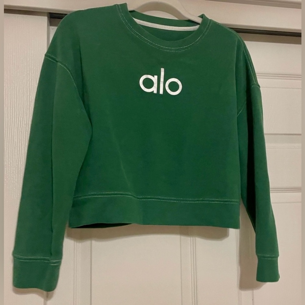 Alo YogaCropped Sweatshirt in Green Sz Large